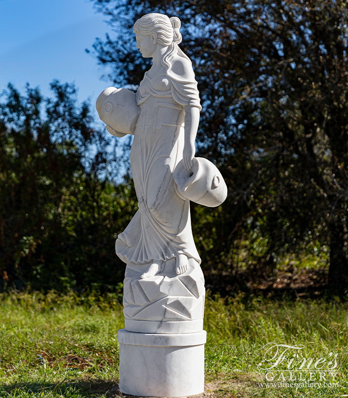 Marble Fountains  - Grecian Lady W/Vases Fountain - MF-822